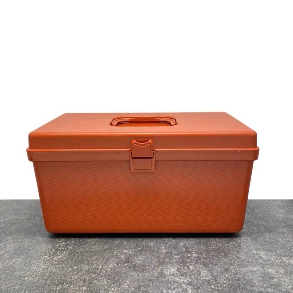 Vintage Wilson Wil-Hold 70's Era Orange Plastic Sewing Box Storage Container USA